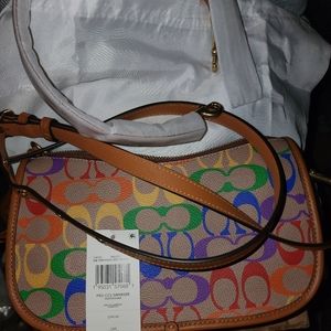 Coach Rainbow Signature Logo Canvas Crossbody